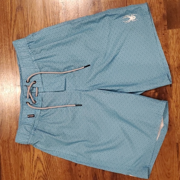 Mens Spyder blue & gray swim trunks size M - Picture 2 of 5